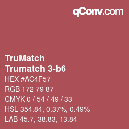 Code couleur: TruMatch - Trumatch 3-b6 | qconv.com