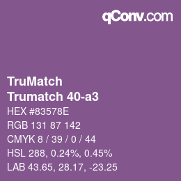 Color code: TruMatch - Trumatch 40-a3 | qconv.com