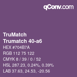 Color code: TruMatch - Trumatch 40-a6 | qconv.com