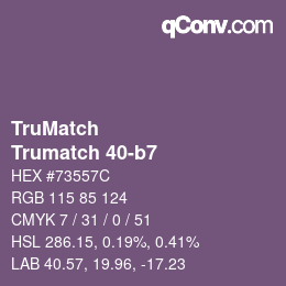 Code couleur: TruMatch - Trumatch 40-b7 | qconv.com