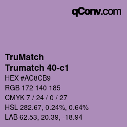 Color code: TruMatch - Trumatch 40-c1 | qconv.com