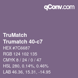 Code couleur: TruMatch - Trumatch 40-c7 | qconv.com