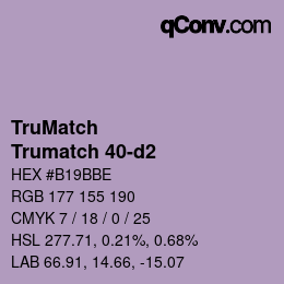 Code couleur: TruMatch - Trumatch 40-d2 | qconv.com