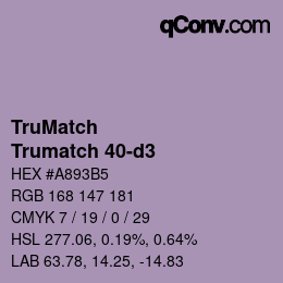 Code couleur: TruMatch - Trumatch 40-d3 | qconv.com