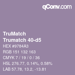 Farbcode: TruMatch - Trumatch 40-d5 | qconv.com