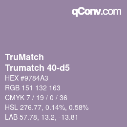 Color code: TruMatch - Trumatch 40-d5 | qconv.com