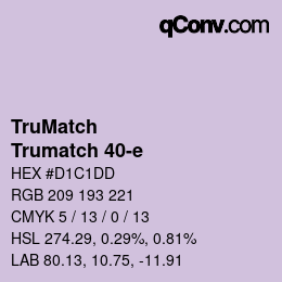 Color code: TruMatch - Trumatch 40-e | qconv.com