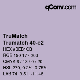 Code couleur: TruMatch - Trumatch 40-e2 | qconv.com