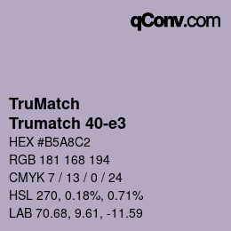 Color code: TruMatch - Trumatch 40-e3 | qconv.com