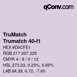 Code couleur: TruMatch - Trumatch 40-f1 | qconv.com