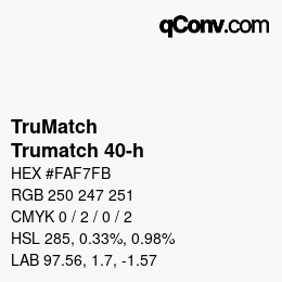 Code couleur: TruMatch - Trumatch 40-h | qconv.com