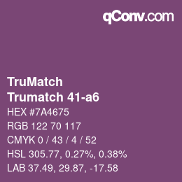 Color code: TruMatch - Trumatch 41-a6 | qconv.com