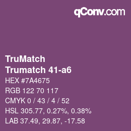 Code couleur: TruMatch - Trumatch 41-a6 | qconv.com