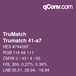 Color code: TruMatch - Trumatch 41-a7 | qconv.com