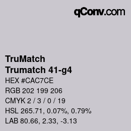 Color code: TruMatch - Trumatch 41-g4 | qconv.com