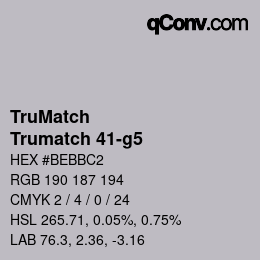 Color code: TruMatch - Trumatch 41-g5 | qconv.com