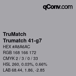 Code couleur: TruMatch - Trumatch 41-g7 | qconv.com