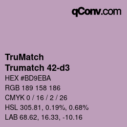 Color code: TruMatch - Trumatch 42-d3 | qconv.com