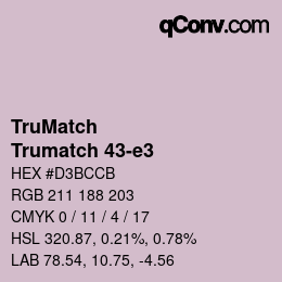 Color code: TruMatch - Trumatch 43-e3 | qconv.com