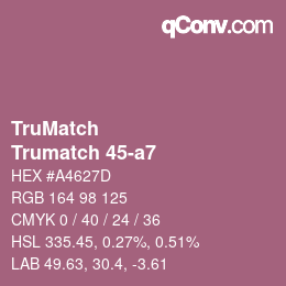 Code couleur: TruMatch - Trumatch 45-a7 | qconv.com