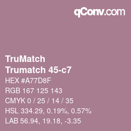 Código de color: TruMatch - Trumatch 45-c7 | qconv.com