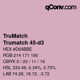 Code couleur: TruMatch - Trumatch 45-d3 | qconv.com