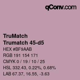 Code couleur: TruMatch - Trumatch 45-d5 | qconv.com