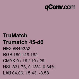 Code couleur: TruMatch - Trumatch 45-d6 | qconv.com