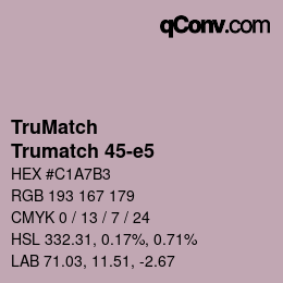 Code couleur: TruMatch - Trumatch 45-e5 | qconv.com