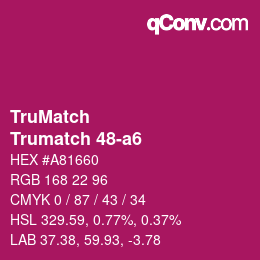 Code couleur: TruMatch - Trumatch 48-a6 | qconv.com