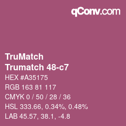 Code couleur: TruMatch - Trumatch 48-c7 | qconv.com