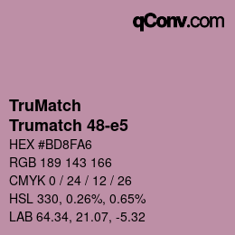 Code couleur: TruMatch - Trumatch 48-e5 | qconv.com