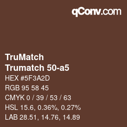 Color code: TruMatch - Trumatch 50-a5 | qconv.com