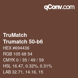 Code couleur: TruMatch - Trumatch 50-b6 | qconv.com