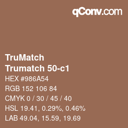 Código de color: TruMatch - Trumatch 50-c1 | qconv.com