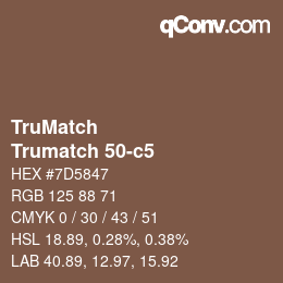 Code couleur: TruMatch - Trumatch 50-c5 | qconv.com