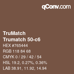 Code couleur: TruMatch - Trumatch 50-c6 | qconv.com
