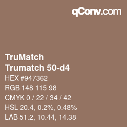 Code couleur: TruMatch - Trumatch 50-d4 | qconv.com