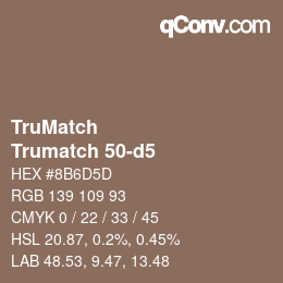 Code couleur: TruMatch - Trumatch 50-d5 | qconv.com