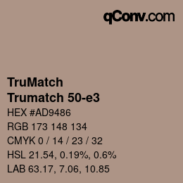 Code couleur: TruMatch - Trumatch 50-e3 | qconv.com