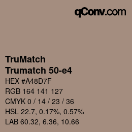 Code couleur: TruMatch - Trumatch 50-e4 | qconv.com
