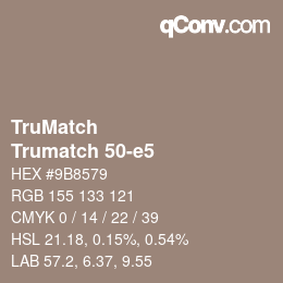 Code couleur: TruMatch - Trumatch 50-e5 | qconv.com