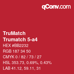 Code couleur: TruMatch - Trumatch 5-a4 | qconv.com