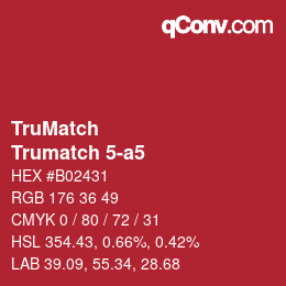 Code couleur: TruMatch - Trumatch 5-a5 | qconv.com
