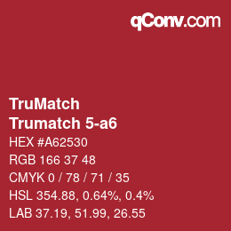 Color code: TruMatch - Trumatch 5-a6 | qconv.com