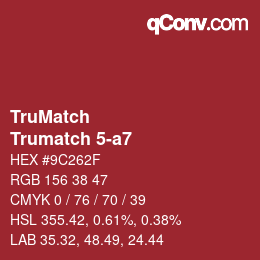 Color code: TruMatch - Trumatch 5-a7 | qconv.com