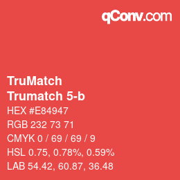 Code couleur: TruMatch - Trumatch 5-b | qconv.com