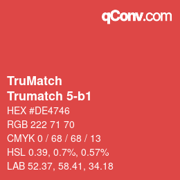 Color code: TruMatch - Trumatch 5-b1 | qconv.com