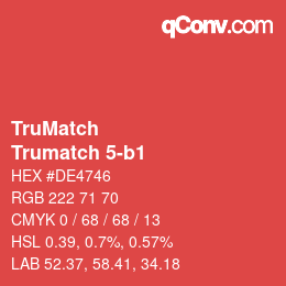 Code couleur: TruMatch - Trumatch 5-b1 | qconv.com