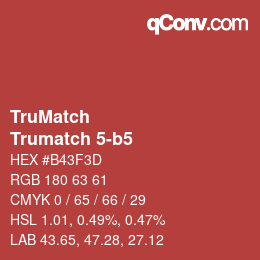 Color code: TruMatch - Trumatch 5-b5 | qconv.com